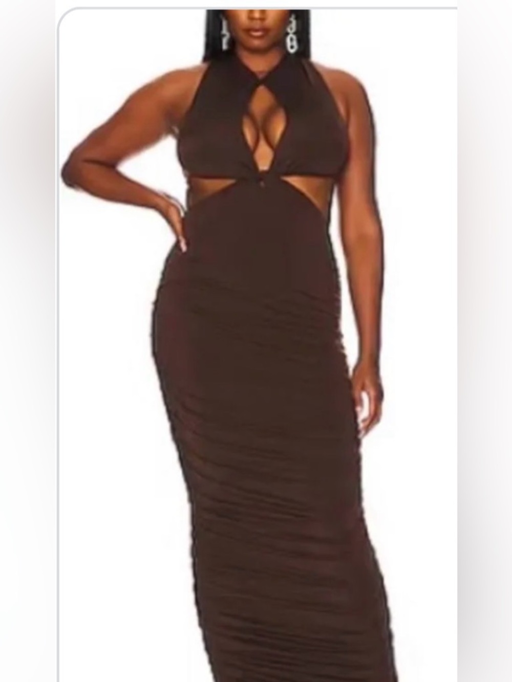 REVOLVE Backless Brown Twist-Cut  Dress